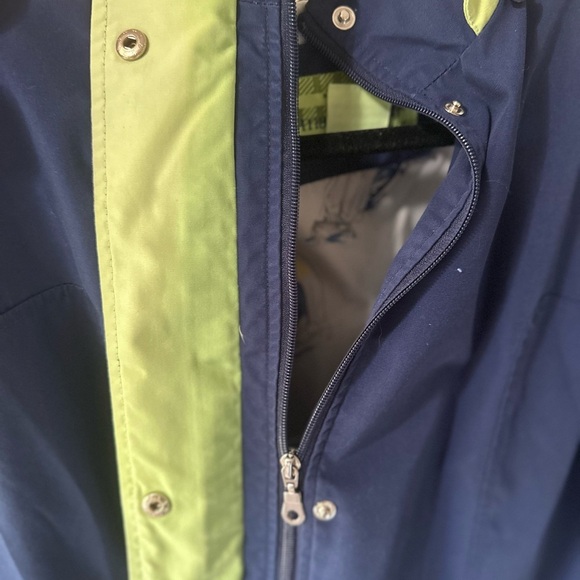 Vintage Mackintosh Nautical Boat Themed Navy Blue and Green Rain Coat - Picture 7 of 12